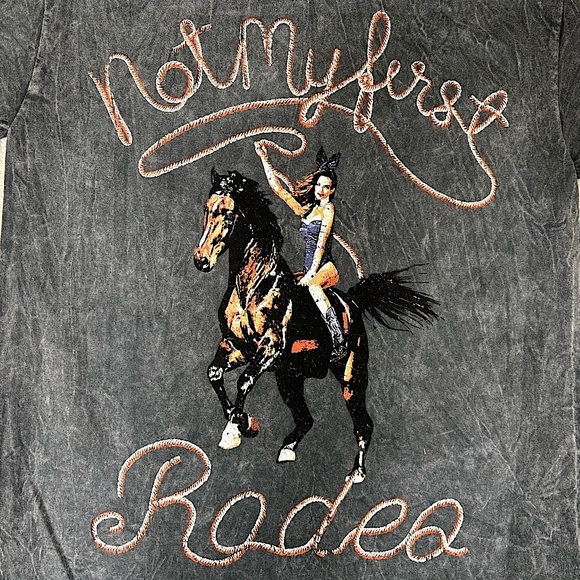 PLAYBOY Bunny Cowgirl Acid Wash Graphic Western Tee T-shirt Y2k Nwt - Picture 4 of 12